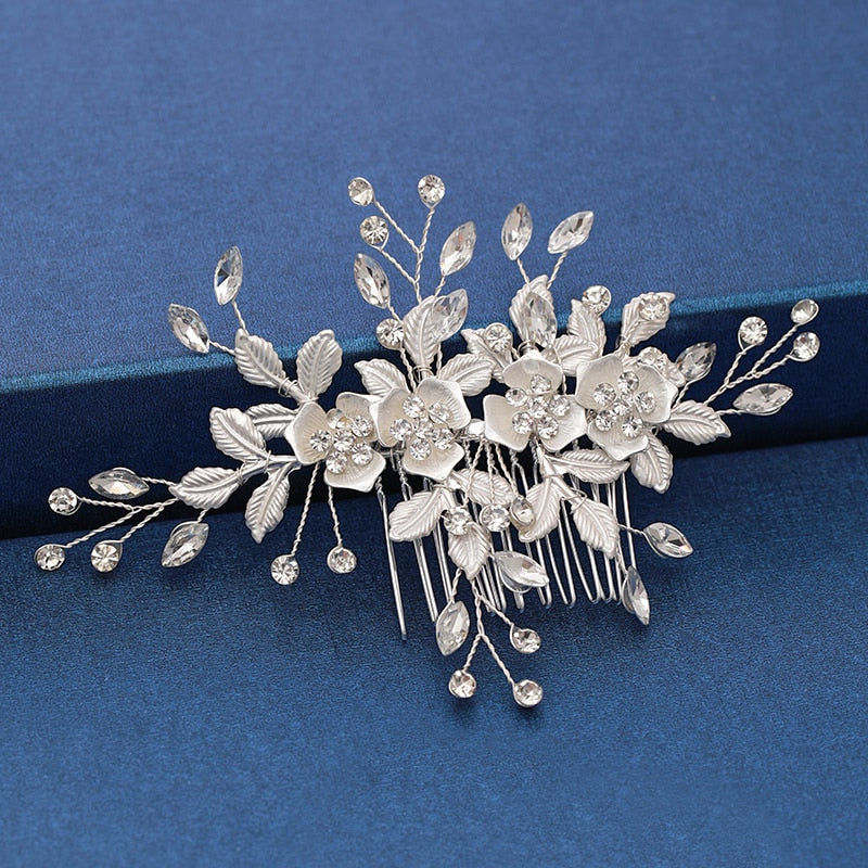 Silver Color Pearl Crystal Wedding Hair Combs Hair Accessories