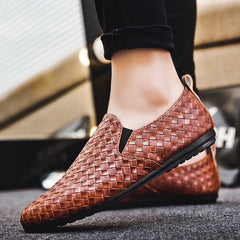 Men Casual boat Shoes Breathable Empty Soft Background Lattice Loafers Checkered