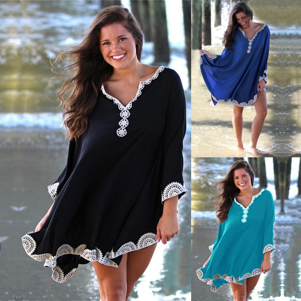 Cotton Long Beach Dress Beach Coverups