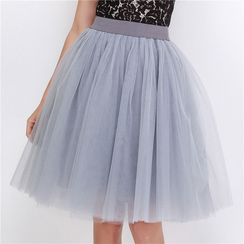 5 Layers Fashion Tulle Skirt Pleated TUTU Skirts Midi Skirt