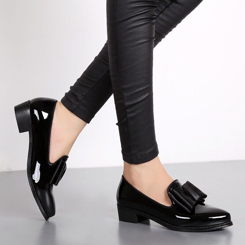 Spring Flats Women Shoes Bowtie Loafers Patent Leather Women