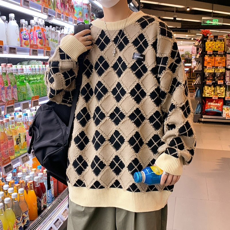 Men Hip Hop Sweaters Streetwear Knitted Pullover Tops Knit Warm Pullover Sweater