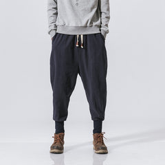 Pants Men Casual Joggers Pants Linen Sweatpants Ankle-length Trousers