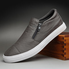 Casual Shoes Shallow Mouth Shoes Slip on Men Loafers Zipper Flat Shoes