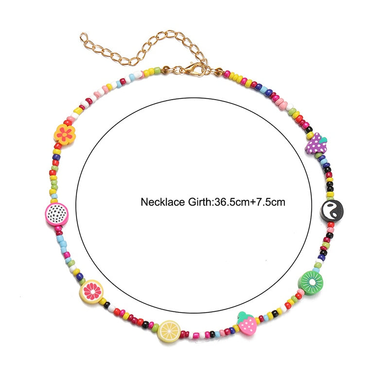 Colorful Bead Necklace for Women Neck Chains Boho Choker Necklaces