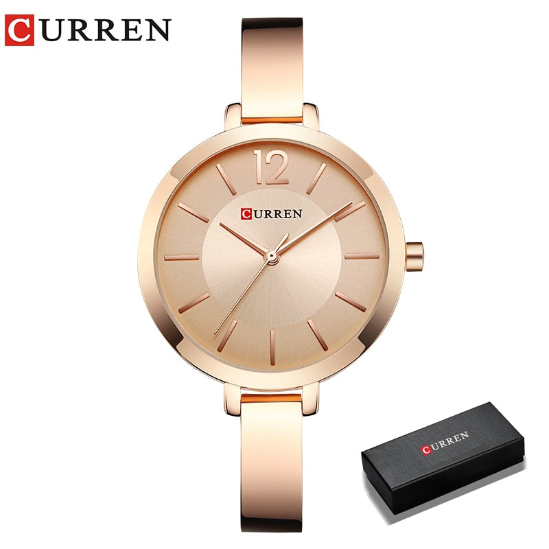 Fashion Gold Women Watches Stainless Steel Ultra thin Quartz Watch