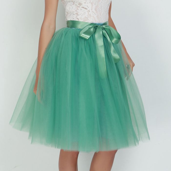 6Layers 65cm Fashion Tulle Skirt Pleated Tutu Skirts