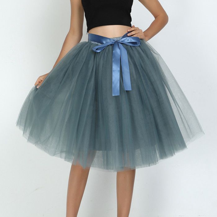 6Layers 65cm Fashion Tulle Skirt Pleated Tutu Skirts