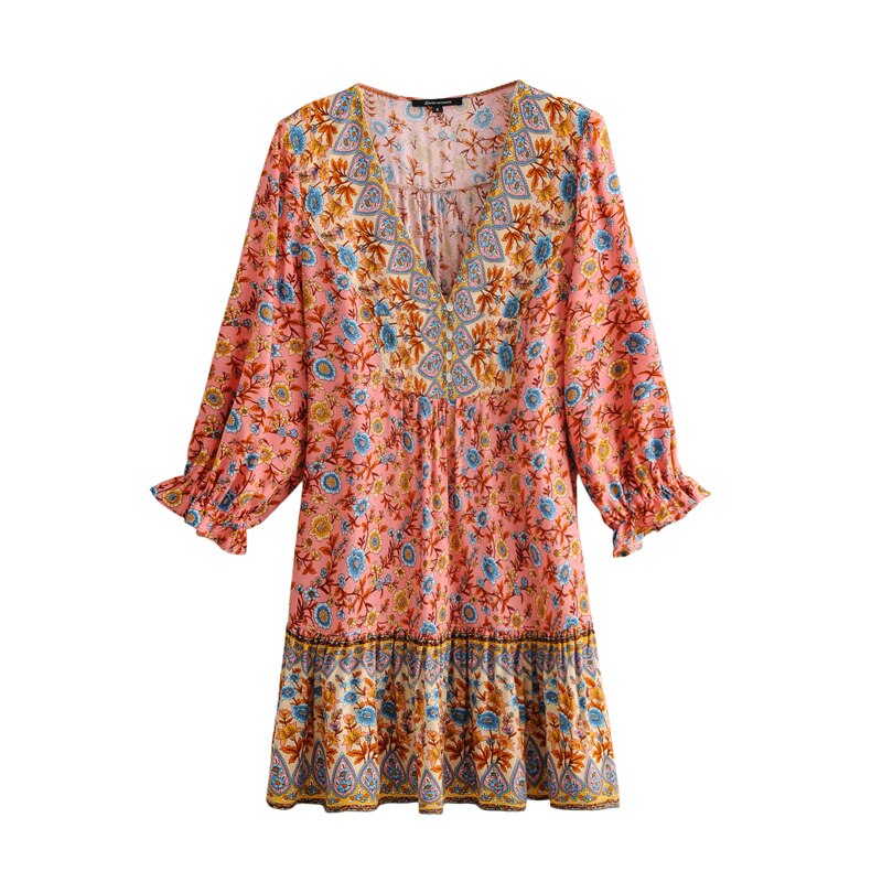 Bohemian Sundress Tassel Rayon Cotton Mini Dress