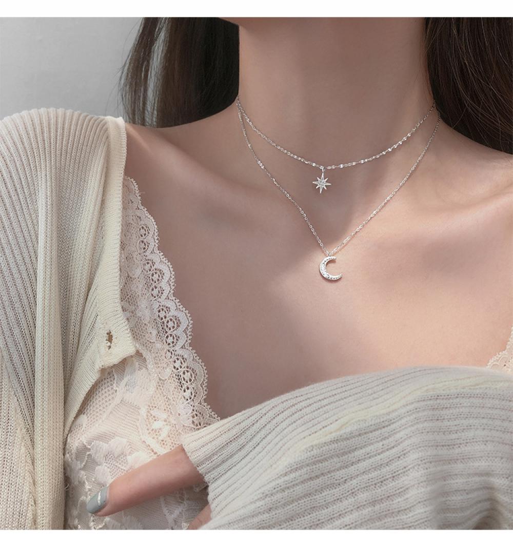 Shiny Butterfly Ladies Double Layer Clavicle Chain Necklace