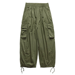 Multi-Pocket Pants Men Casual Straight Pants Baggy Wide-leg Cropped Ankle-length Pants