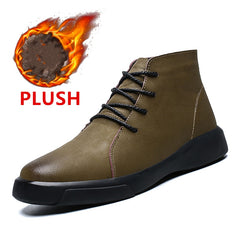 Winter Men Snow Boots Lace-up Ankle Boots Warm Plush Boots Shoes