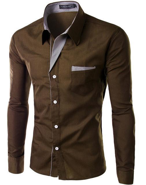 Long Sleeve Shirt Men Slim fit Design Formal Casual Dress Shirt