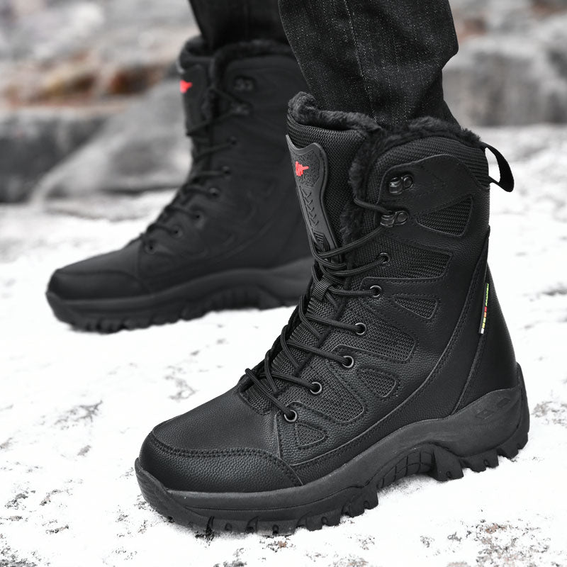 Warm Snow Boots Men Lace Up High Top Boots Waterproof Anti-Slip Ankle Boots