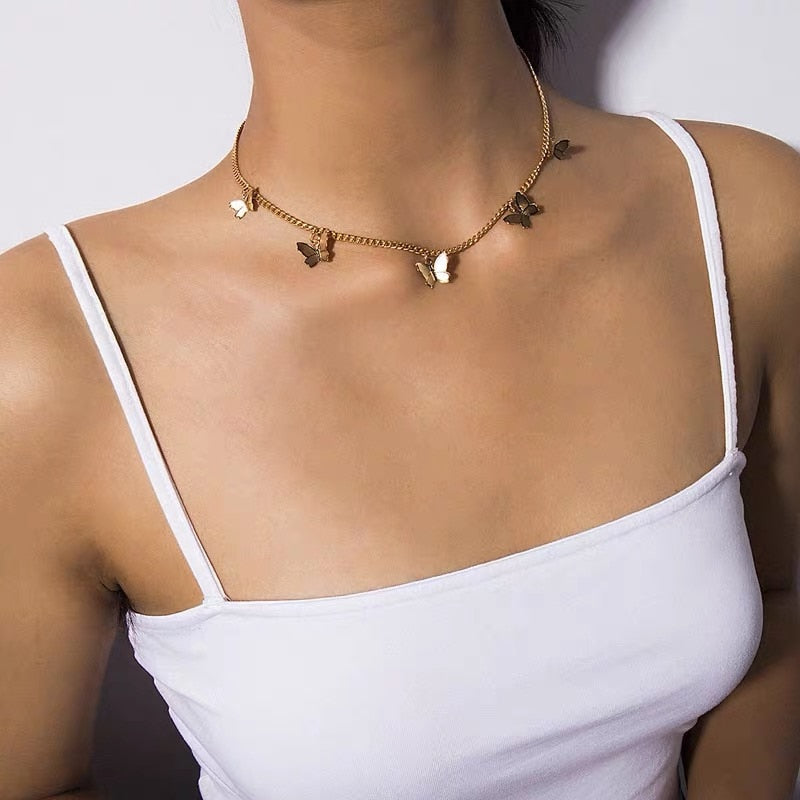 Dainty Pearl Flower Bow-knot Choker Necklace Long Chain Pearl Heart