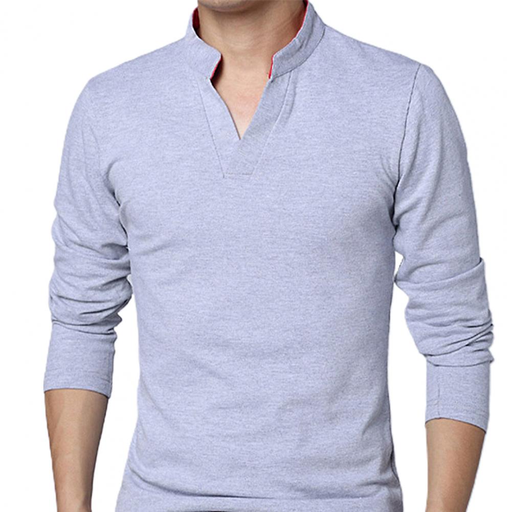 Men's T-Shirt Long Sleeve V-Neck Slim Fit Pullover T-Shirt Long Sleeve