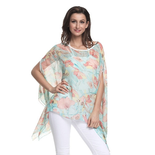 Women Blouses Chiffon Blouse Shirt Batwing Sleeve