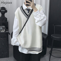 Sweater Vests Men Soft Knitwear Leisure Hipster Sleeveless Jumpers