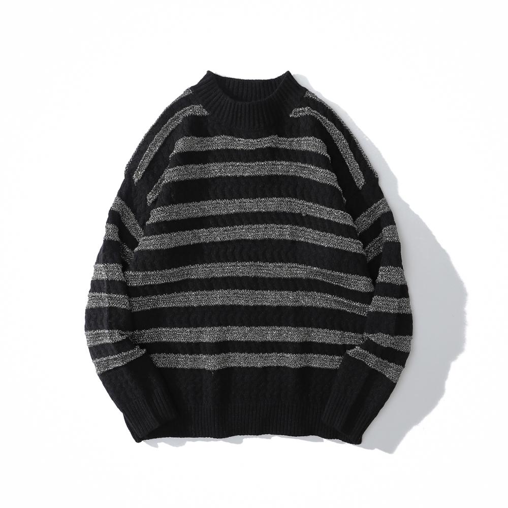 Striped Sweaters Washed Destroyed Ripped Sweater Hole Knit Jumpers Men Sweater