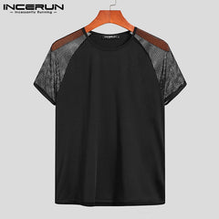 Men T Shirt Streetwear Crew Neck Short Sleeve Tee Tops Sexy Breathable