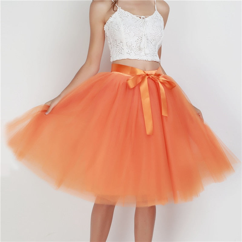 6Layers 65cm Fashion Tulle Skirt Pleated Tutu Skirts