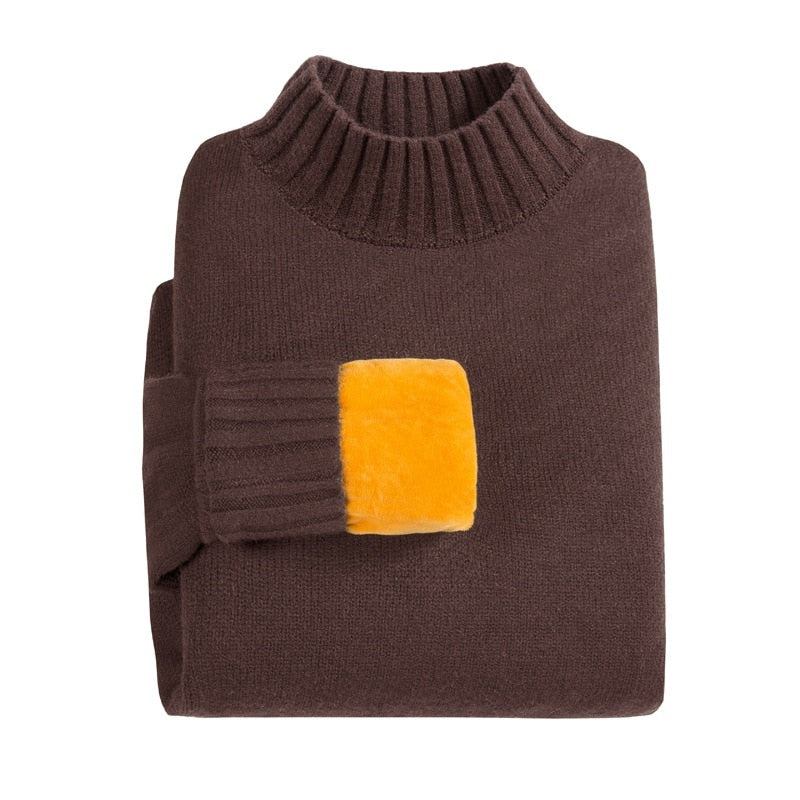 Super Warm Sweater Turtleneck Slim Soft Fleece Pullover Knitted Sweater Men