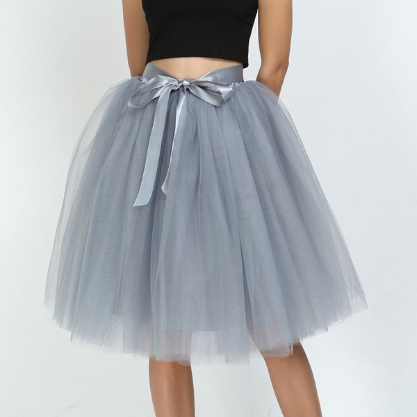 6Layers 65cm Fashion Tulle Skirt Pleated Tutu Skirts