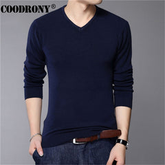 Casual Slim Fit Sweater Men Classic Pullover V-Neck Wool Sweaters Shirts