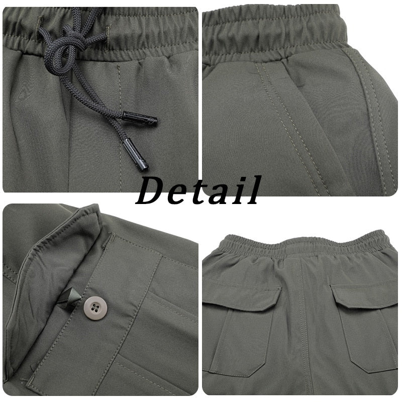 Men Pants Thick Fleece Joggers Multi Pocket Loose Sport Trousers Casual Pants