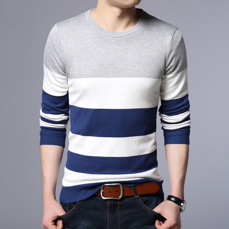 Men Sweater Knitted Pullover Classic Slim Bottoms Casual Fashion Sweaters