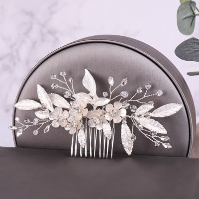 Silver Color Pearl Crystal Wedding Hair Combs Hair Accessories