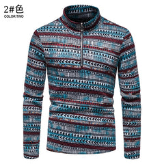 Warm Men Long-sleeved Sweater Stand-up Collar Zipper Sweater