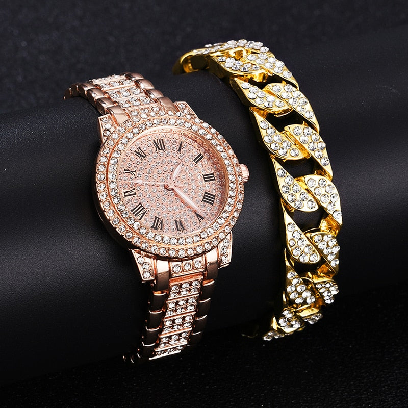 Diamond Women Watches Gold Watch Ladies Wrist Rhinestone