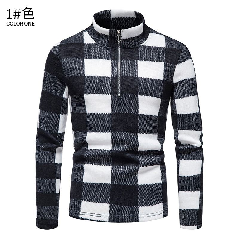 Warm Men Long-sleeved Sweater Stand-up Collar Zipper Sweater