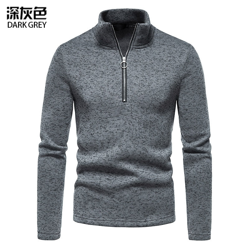 Warm Men Long-sleeved Sweater Stand-up Collar Zipper Sweater