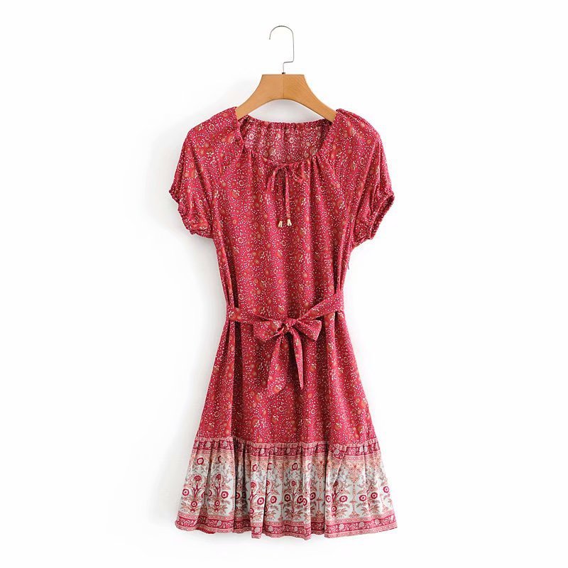 V-neck Long Flared Sleeves Dress Boho Hippie Chic Maxi Dress Vestidos