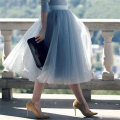 5 Layers 60cm Princess Midi Tulle Skirt Pleated