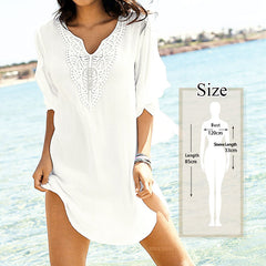 Embroidery Bikini Cover Up Tassel Swimsuit Beach Dress