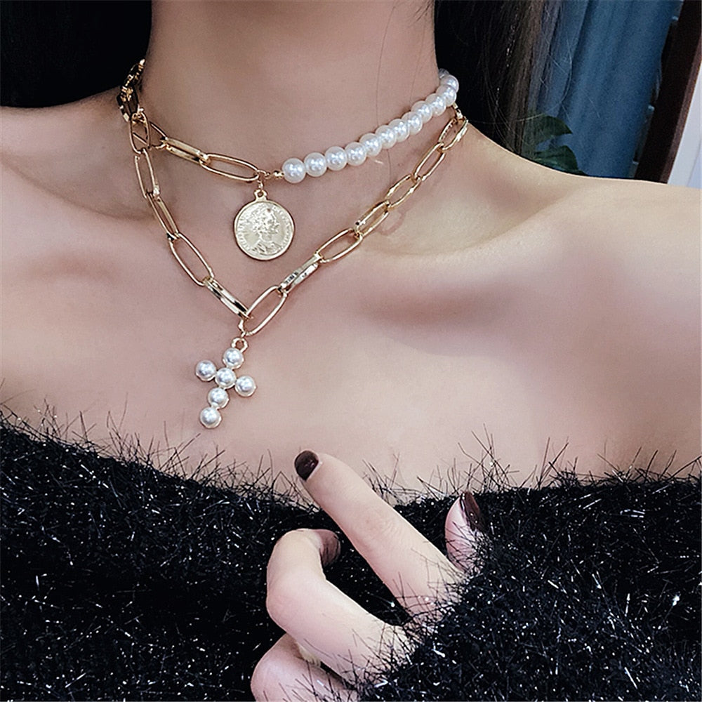 Pearl Choker Necklace  Clavicle Chain Fashion Necklace