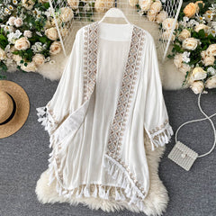 Women Long Kimono Shirt Ethnic Bohemian Vintage Embroidery