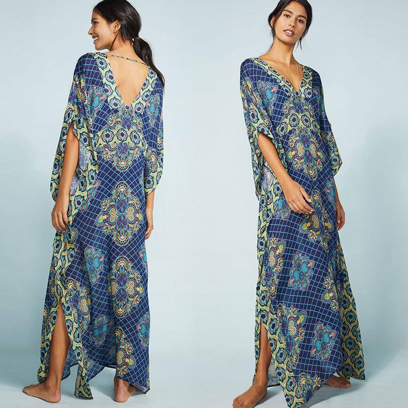 Long Beach Cover up Pareos de Playa Mujer Beach Kaftan