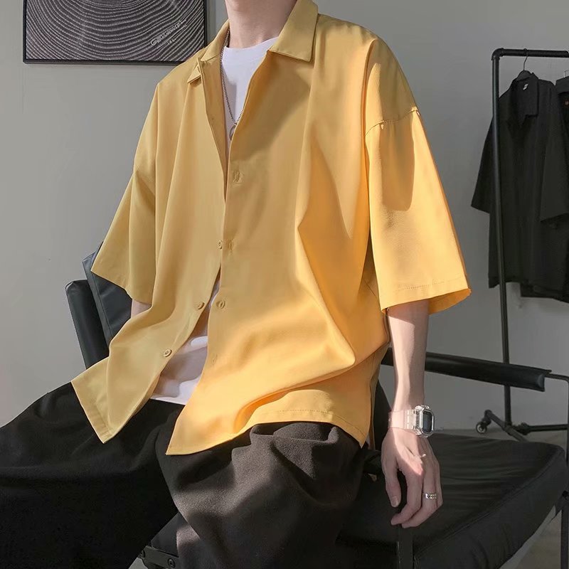 Half Sleeve Shirts Men Loose Simple Summer Draped