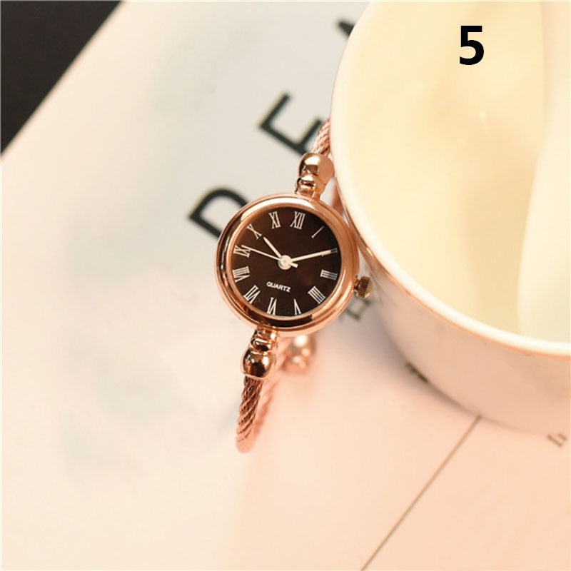 Small Gold Bangle Bracelet Watches Stainless Steel Retro Ladies Quartz