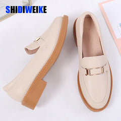 fashion women shoes retro loafer flat small leather shoes