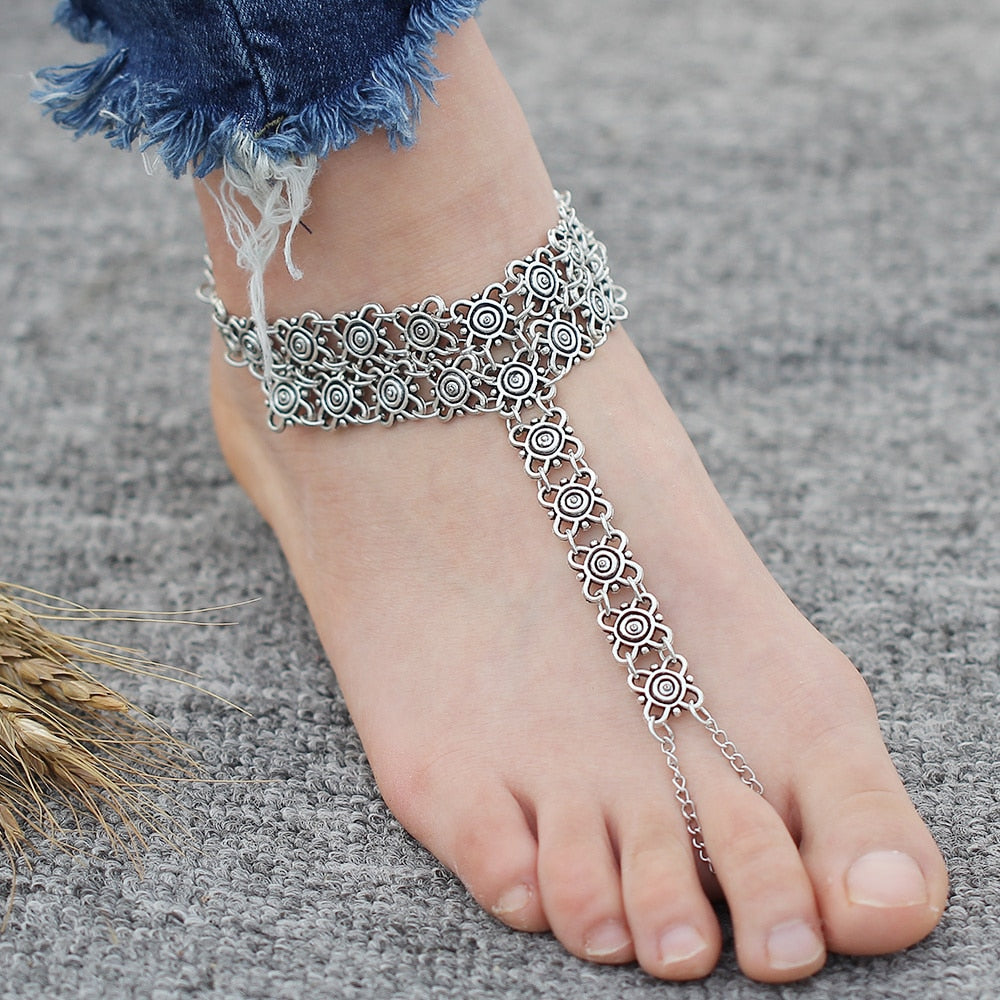 Bohemian Vintage Flower Anklets For Women