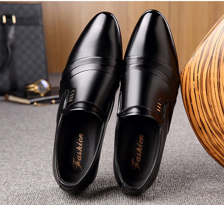 Shoes Men Business Dress Loafers Pointy Black Shoes Oxford Breathable Shoes