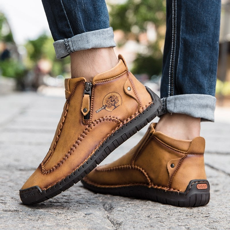 Men Short Boots Lace-up Flats -top Shoes Outdoor Breathable Shoes Boots