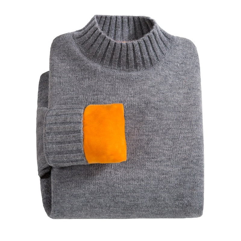 Super Warm Sweater Turtleneck Slim Soft Fleece Pullover Knitted Sweater Men