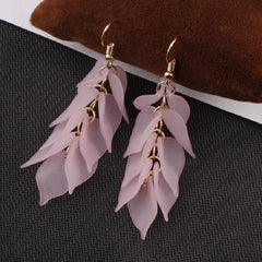 Multicolored Fashion Resin Flower Long Drop Earrings