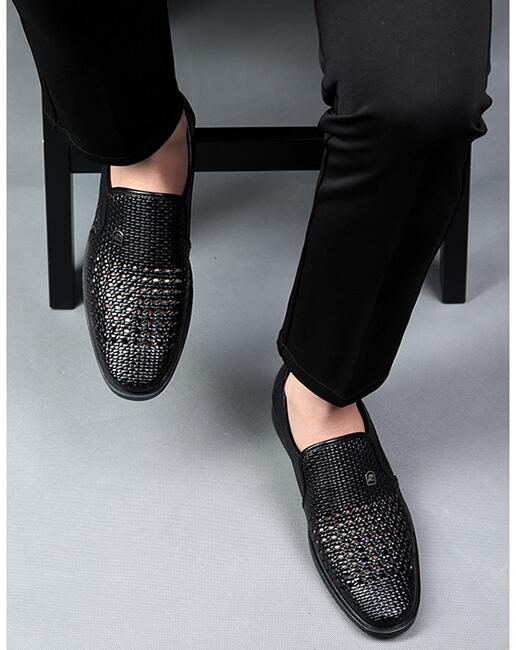 Men Loafers Shoes Hollow Breathable Casual Shoes Slip on Formal Dress Shoes